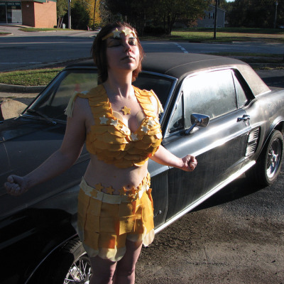 Cheese covered Girls with Classic Cars