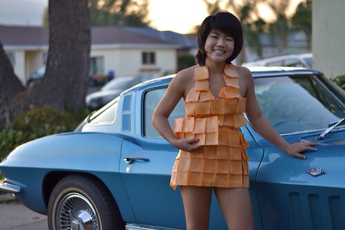 Cheese covered Girls with Classic Cars