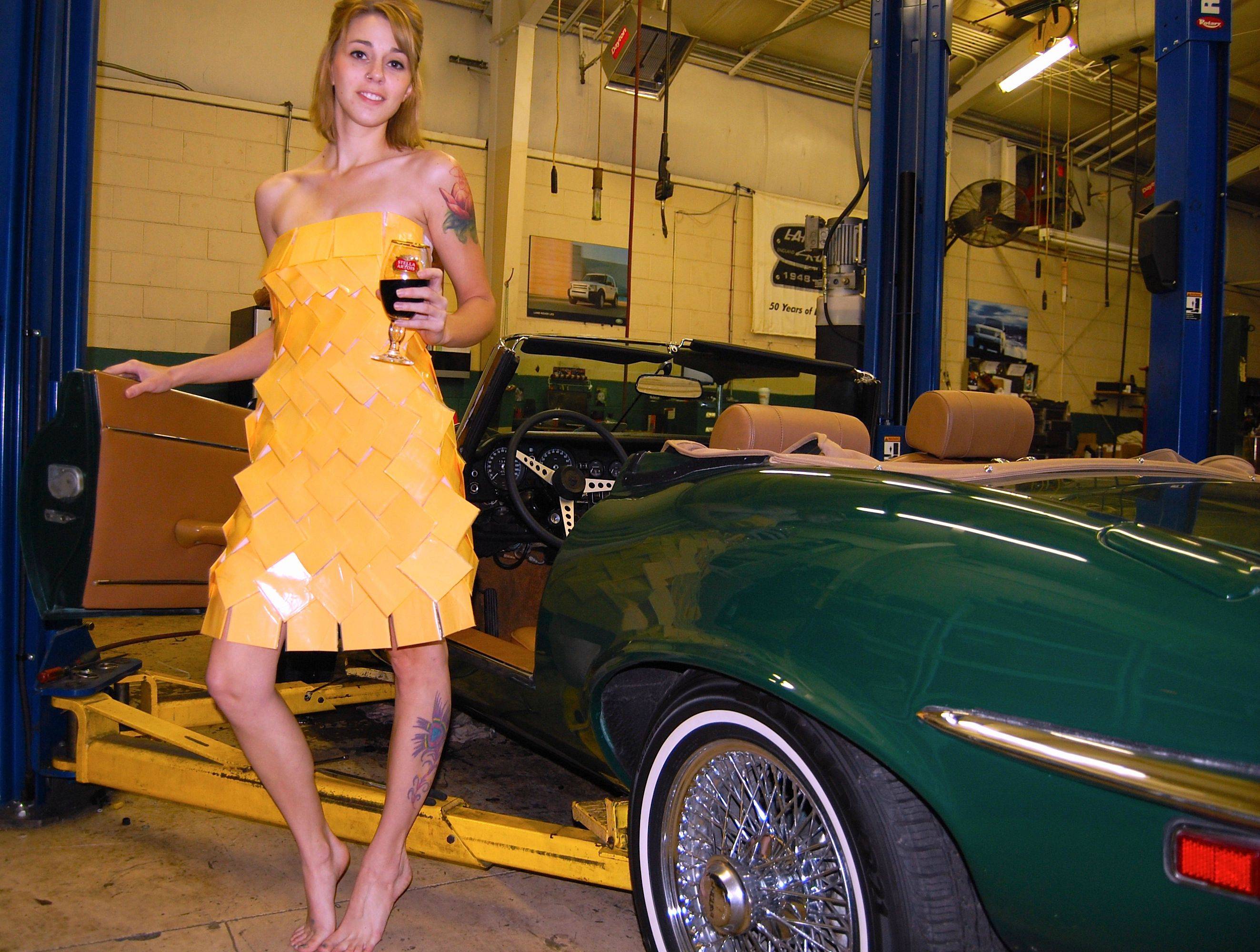 Cheese covered Girls with Classic Cars