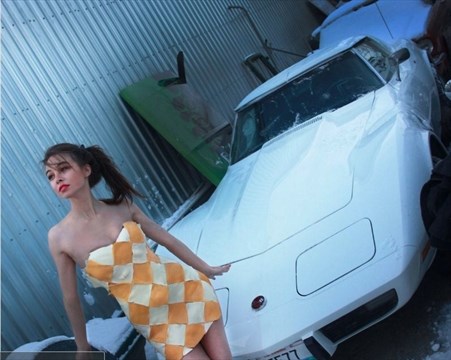 Cheese covered Girls with Classic Cars