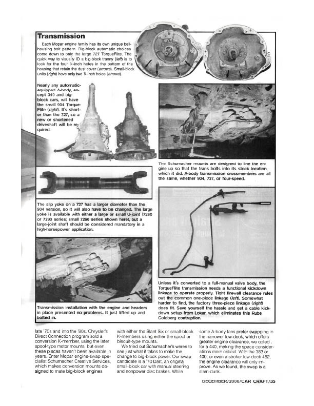 Mopar A-body Big Block Swap - Car Craft December 2000